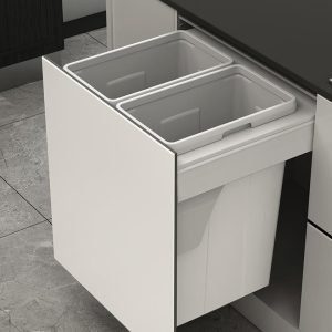 Kia Ora 70L (2x35L) Kitchen Bin in White without runner. To suit 600mm cabinet