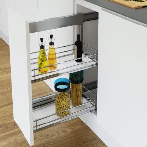 Vauth-Sagel, Sub Side 2, Pull Out Storage Cargo, To Suit 200mm Cabinet, Solid Base, Chrome Plated & White