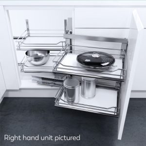 Vauth-Sagel, Cor Fold Corner Unit, To Suit 450mm Door, Right Hand Unit, Solid Base, Chrome Plated & White