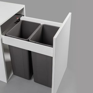 Wesco 64L (2x32L) Pull Boy Z Waste Bin in Orion Grey. Overall carcase width: 450mm. To suit Blum TANDEMBOX antaro(without runner)