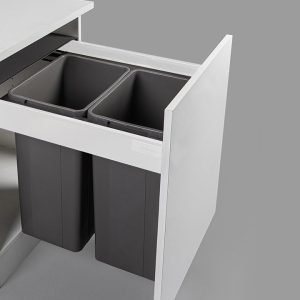 Wesco 64L (2x32L) Pull Boy Z Waste Bin in Orion Grey. Overall carcase width: 500mm. To suit Blum TANDEMBOX antaro (without runner)