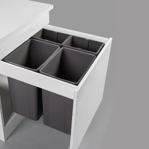 Wesco 84L (2X32L + 2X10L) Pull Boy Waste Bin 84L in Plastic. Overall carcase width: 600mm. (without runner)