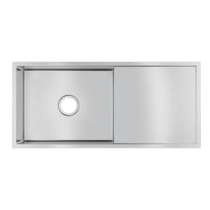 304 Stainless Steel PVD Coating Single Bowl Kitchen Sink with Drainer(Round Edges,with Bottom Tray)960*450*230mm