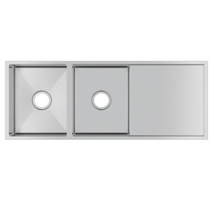 304 Stainless Steel PVD Coating Double Bowl Kitchen Sink with Drainer(Round Edges,with Bottom Tray)1160*460*230mm