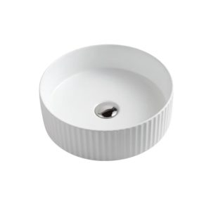 Cora Above Counter Fluted Gloss White Circle Basin (New Arrival)