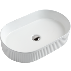 Cora Above Counter Fluted Gloss White Pill Basin (New Arrival)
