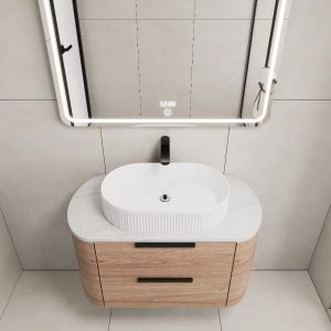Ovaline 900mm Tasmanian Oak Wall Hung Vanity