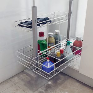 Giamo, Soft Close Detergent Rack, Bottom Mounted, Wire Base, Chrome Plated