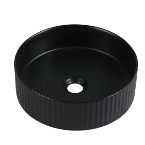 Cora 36 Counter-Top Fluted Round Basin- Matt Black