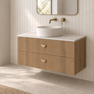 Ovaline 900mm Black Woodmatt Wall Hung Vanity