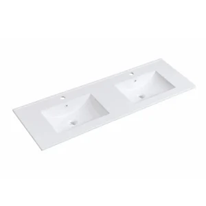 Mercio 1200mm Double Bowl Ceramic Top Vanity Basin