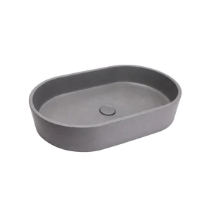VIVO 60 Concrete Oval Countertop Basin - Light Grey Sandstone