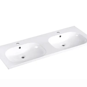 Opal 1200mm Double Bowl Ceramic Top Vanity Basin